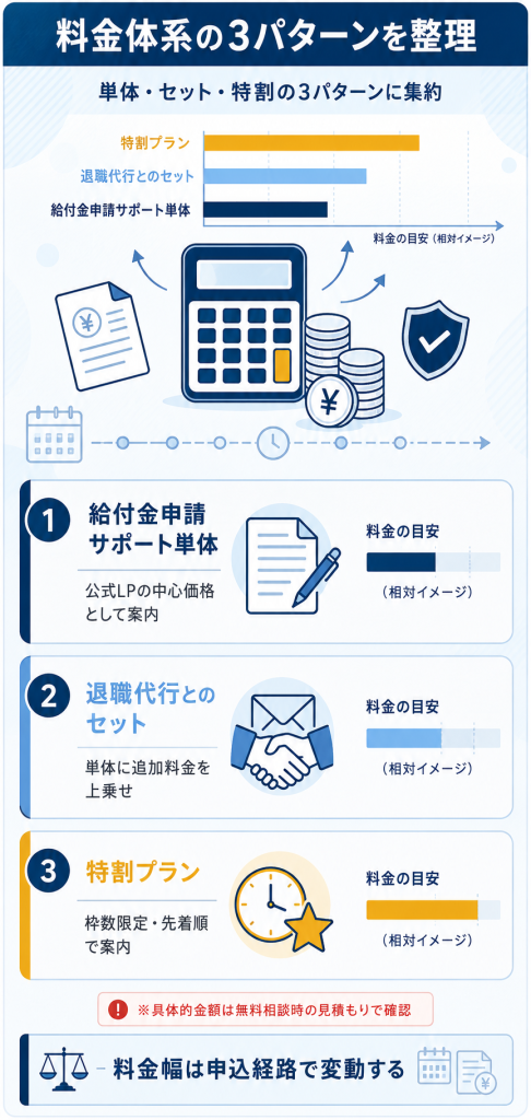 料金体系を単体・セット・特割の3パターンで整理した図解