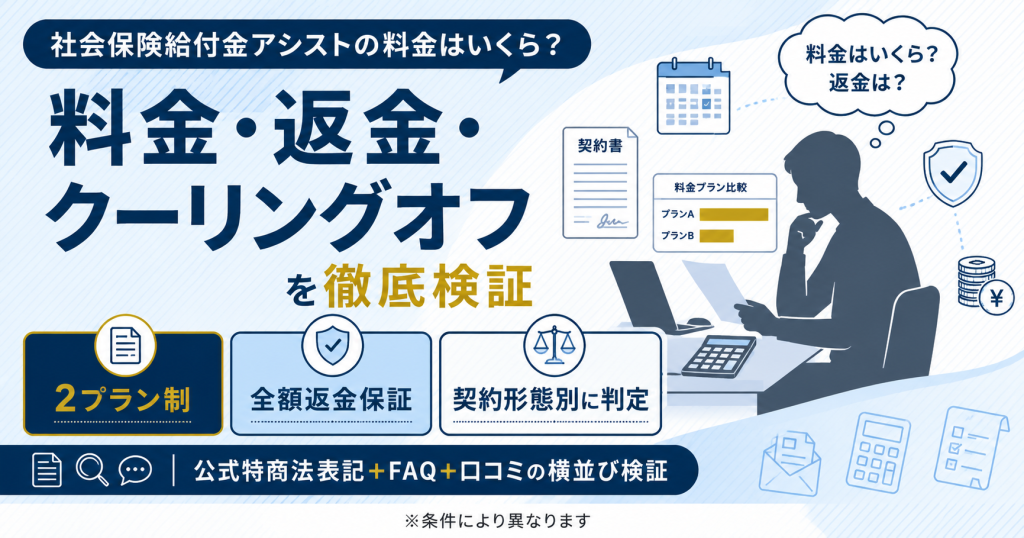 社会保険給付金アシストの料金・返金・クーリングオフを中立的に検証した解説図解